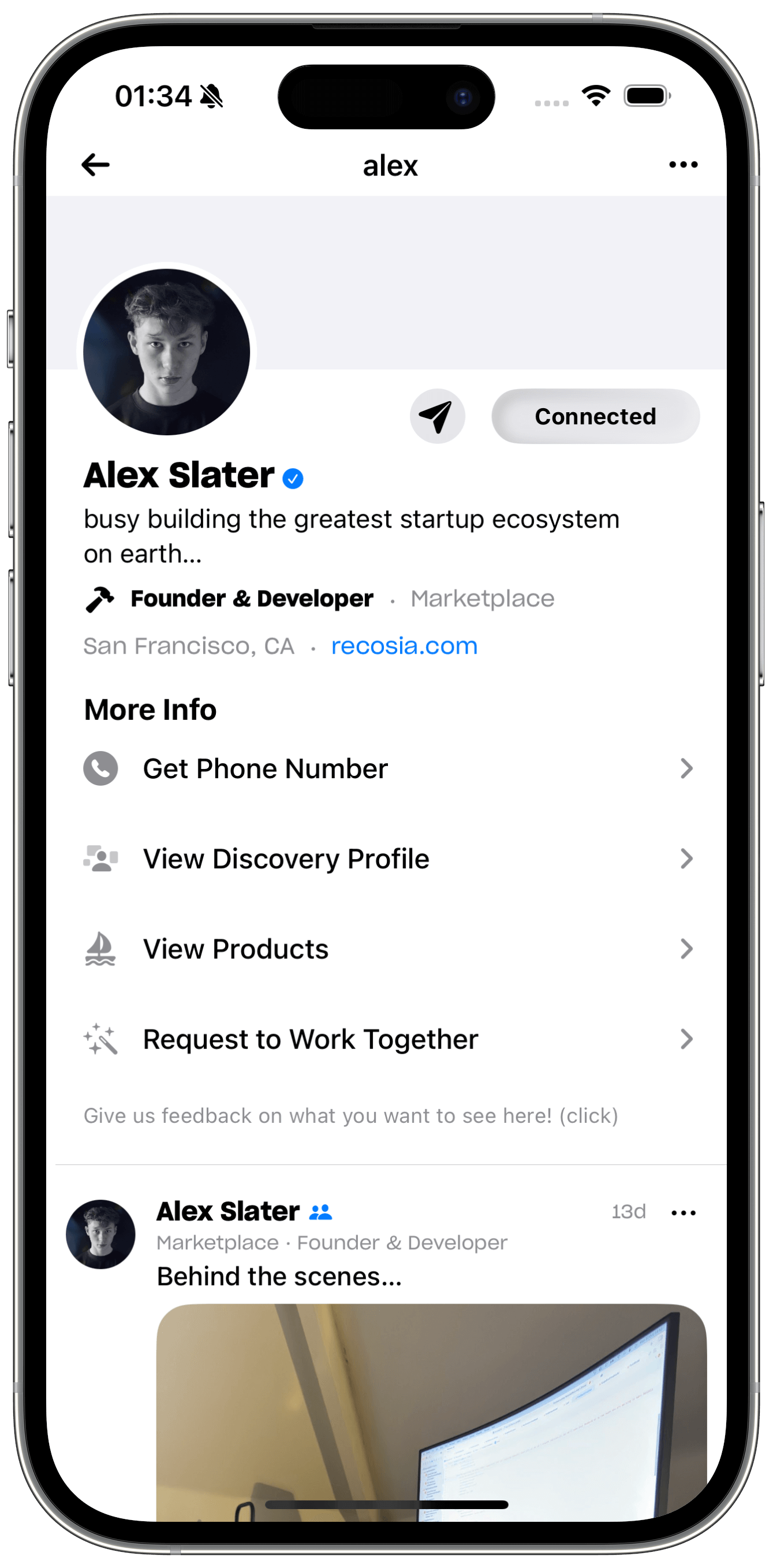 A mockup of the Recosia app